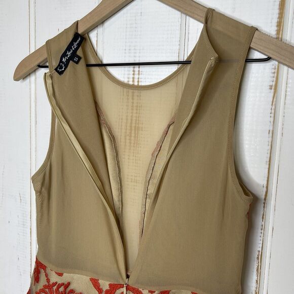 For Love & Lemons Red Floral Lace Nude Illusions Sheer Mesh Peplum Tank Top Sz S - Picture 9 of 11
